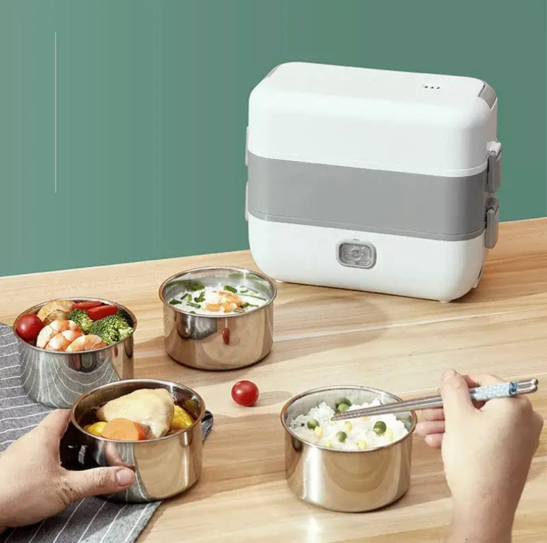Bento Electric Heating Lunch Box, Multifunctional Cooking Insulation Box, Portable Stainless Steel Lunch Box Bento Electric Heating Lunch Box, Multifunctional Cooking Insulation Box, Portable Stainless Steel Lunch Box
